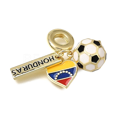Football Theme Brass & Enamel European Dangle Charms KK-CBA8E93-01G-1