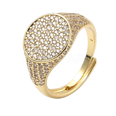Brass Micro Pave Cubic Zirconia Cuff Rings for Women RJEW-A069-13G-03-1