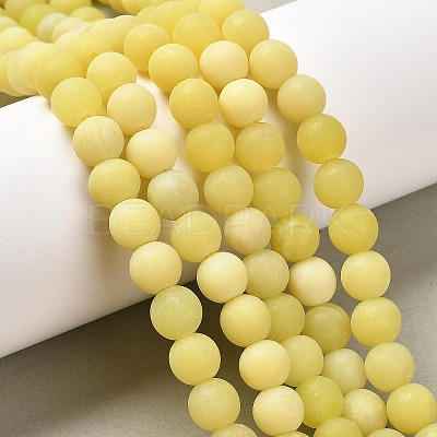 Natural Lemon Jade Round Beads Strands G-D677-8mm-1