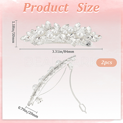 2Pcs Alloy with Glass Rhinestone Hair Barrettes OHAR-BBC0001-01-1