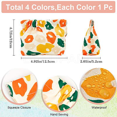 4pcs Mini Cloth Printed Multipurpose Shrapnel Makeup Bags Change Purse ABAG-GF0001-26-1