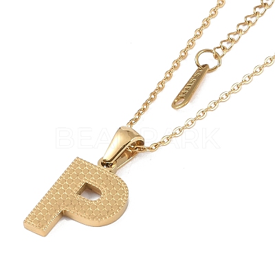 Ion Plating(IP) Initial Letter 304 Stainless Steel Pendant Necklaces NJEW-M199-01G-P-1