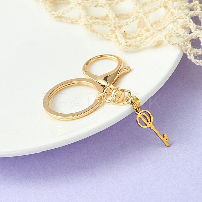 304 Stainless Steel Initial Letter Key Charm Keychains KEYC-YW00004-04-1