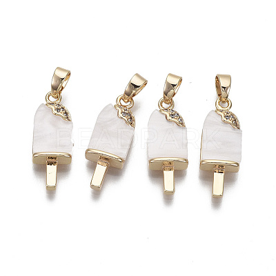 Brass Clear Cubic Zirconia Pendants X-KK-N233-033-NF-1
