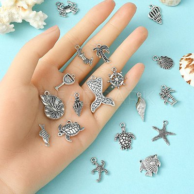 18Pcs 18 Style Tibetan Style Alloy Pendants TIBEP-YW0001-71-1