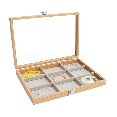 Rectangle Wooden Jewelry Presentation Boxes with 9 Compartments PW-WG90817-09-1