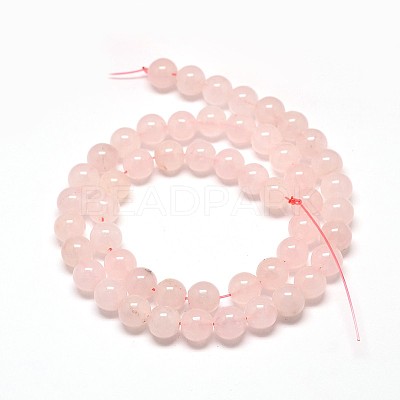 Natural Rose Quartz Round Beads Strands G-P072-05-6mm-1