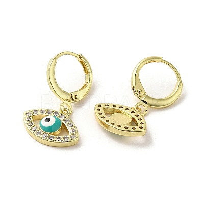 Horse Eye Real 18K Gold Plated Brass Dangle Leverback Earrings EJEW-Q797-23G-03-1