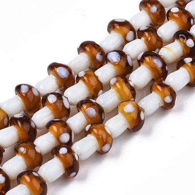 Mushroom Handmade Lampwork Beads Strands LAMP-R116-24-1