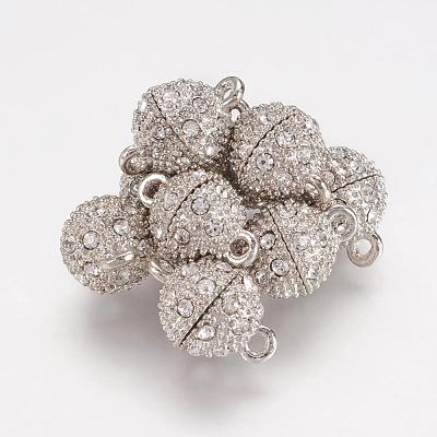 Alloy Rhinestone Magnetic Clasps with Loops RB-H116-2-N-1