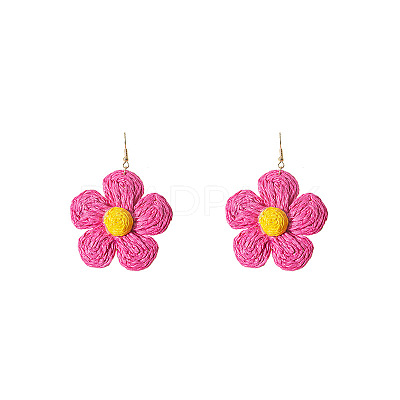 Flower Alloy Raffia Flower Dangle Earrings FS-WG89508-07-1