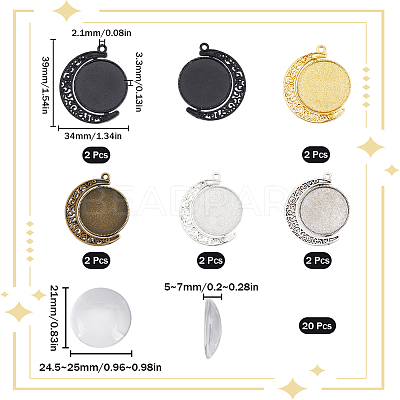 10Pcs 5 Colors Alloy Pendant Cabochon Settings DIY-SC0023-47-1