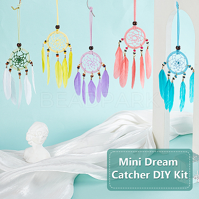 DIY Woven Net/Web with Feather Making Kits DIY-GA0008-81-1