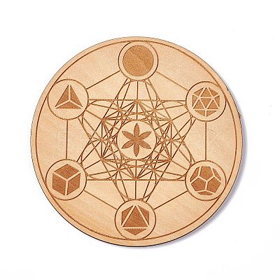 Wooden Carved Cup Mats DIY-B060-04D-1