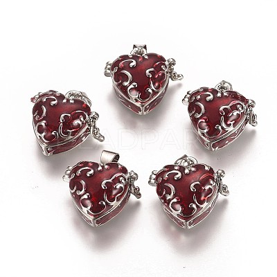 Heart Brass Enamel Prayer Box Pendants KK-24X21-1