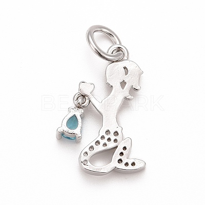 Rack Plating Brass Micro Pave Cubic Zirconia Pendants KK-B056-03P-02-1