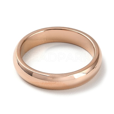 Ion Plating(IP) 304 Stainless Steel Simple Plain Band Finger Ring for Women Men RJEW-F152-03RG-1