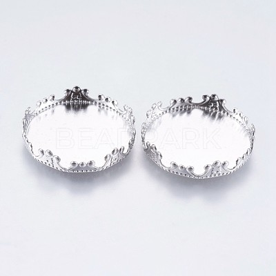 Tarnish Resistant 304 Stainless Steel Lace Edge Bezel Cups STAS-I097-061-20MM-1