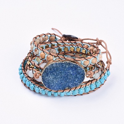 Five Loops Leather Warp Bracelets BJEW-F395-A-1