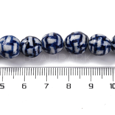 Handmade Blue and White Porcelain Beads Strands PORC-I027-03B-1