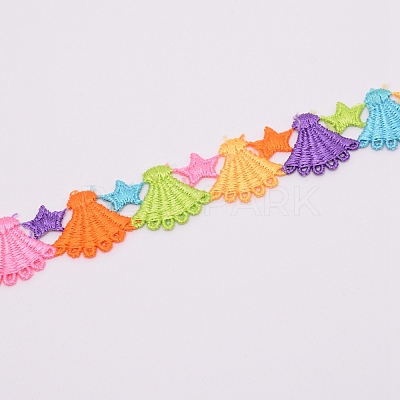 Star Embroidered Polyester Ribbon OCOR-WH0060-06-1