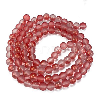Frosted Transparent Glass Bead Strands GLAA-P065-8mm-06-1