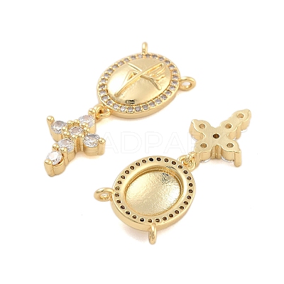 Brass Pave Cubic Zirconia Pendants KK-U009-09D-G-1