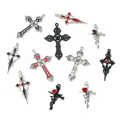48Pcs 12 Styles Tibetan Style Alloy Pendants FIND-CJ0005-16-1