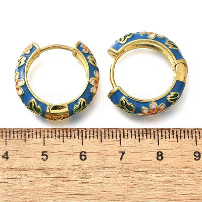 Flower Brass Enamel Hoop Earrings EJEW-R018-06G-1