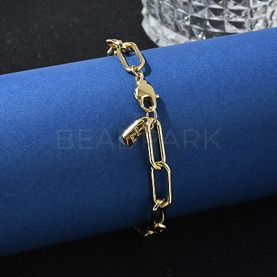 Brass Paperclip Chain Bracelets BJEW-H537-10G-1