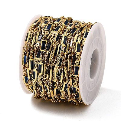 Brass Glass Rectangle Link Chains CHC-R001-01G-01-1