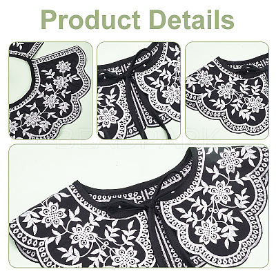 Detachable Fibre Lady's Flower Pattern Embroidered False Collars AJEW-WH0347-09-1