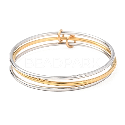 Two Tone 304 Stainless Steel Multi-strand Bangles BJEW-K271-02GP-1