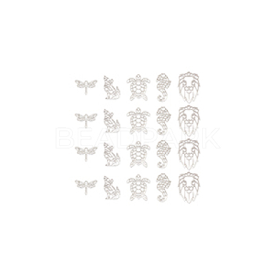 20Pcs 5 Style 201 Stainless Steel Filigree Joiners Links STAS-UN0034-33-1