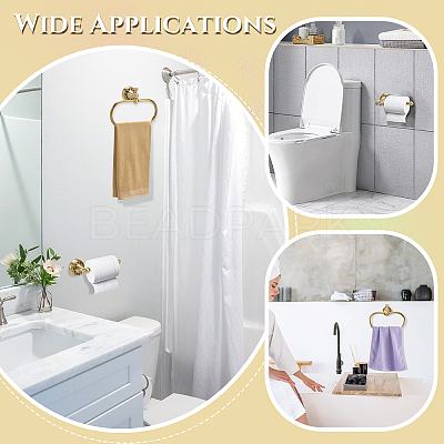 2 Bags 2 Styles Brass Wall Mounted Towel Ring Holder & Toilet Paper Holders Sets AJEW-TW0001-17-1