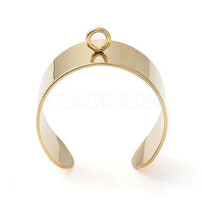Ion Plating(IP) 304 Stainless Steel Open Cuff Finger Ring Components STAS-WH0029-40B-G-1