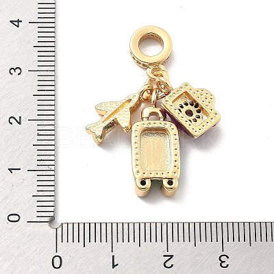 Rack Plating Brass Clear Cubic Zirconia European Dangle Charms X-KK-Q017-36G-1