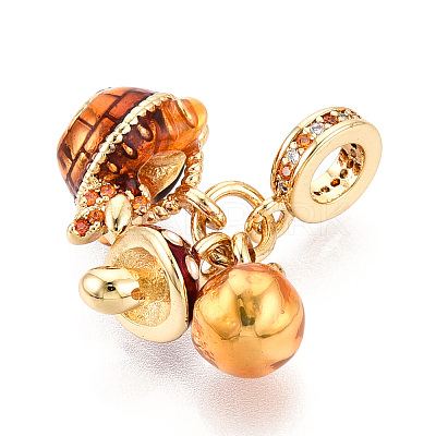 Brass Micro Pave Cubic Zirconia European Dangle Charms KK-N271-01G-1