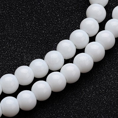 Opaque Color Glass Round Bead Strands GLAA-I026-4mm-02-1
