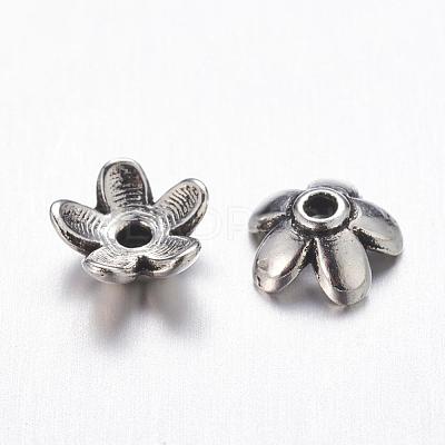 Tibetan Style Zinc Alloy Bead Caps X-TIBEB-6.5x3-AS-FF-1