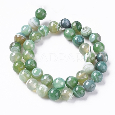 Natural Striped Agate/Banded Agate Beads Strands G-G582-10mm-58-1