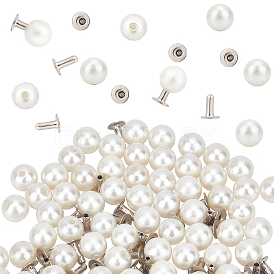 100 Sets ABS Plastic Imitation Pearl Rivet Studs KY-GF0001-25-1