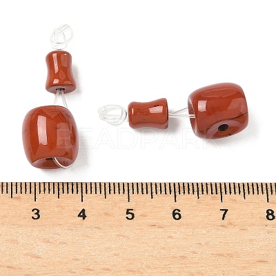 Gourd 3-Hole Natural Red Jasper Guru Beads G-F223-05-12mm-1