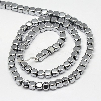 Electroplate Non-magnetic Synthetic Hematite Beads Strands G-J172-4x4mm-02-1