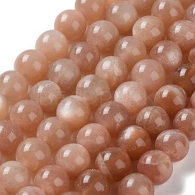 Round Natural Sunstone Beads Strands X-G-F222-33-8mm-1-1