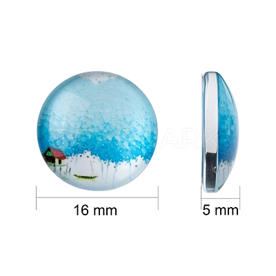 Tree of Life Printed Half Round/Dome Glass Cabochons GGLA-A002-16mm-GG-1