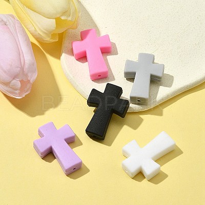 5Pcs 5 Colors Cross Silicone Focal Beads SIL-FS0001-07-1