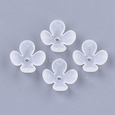 4-Petal Transparent Acrylic Bead Caps X-FACR-T001-09-1