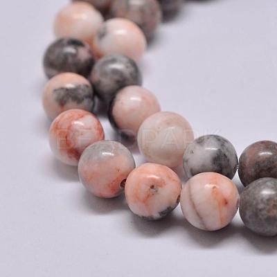Natural Pink Zebra Jasper Beads Strands G-P231-01-10mm-1