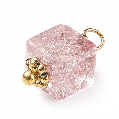 Crackle Glass Pendants PALLOY-JF01455-1
